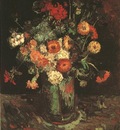 Vase with Zinnias and Geraniums