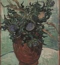 Still Life Vase with Flower and Thistles