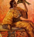 Charlet Frantz A Moroccan Beauty Holding A Parrot