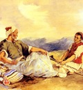 Eugene Delacroix Two Moroccans Seated In The Countryside