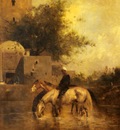 Eugene Fromentin Horses Watering In aA River