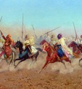 Giulio Rosati Charging Horsemen Outside The Northern Cemetery