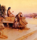 Rudolf Ernst Elegant Arab Ladies On A Terrace At Sunset