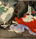 Yoshitoshi Sojobo Instructs Yoshitsune in the Sword