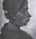 female peasants head with dark coif, nuenen