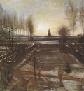 the garden of nuenens presbytery with snow