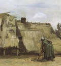 cottage with a woman digging, nuenen