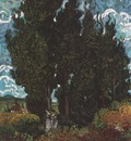 cypresses with two female figures, saint remy