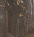 female peasant standing inside house, nuenen