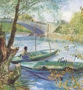 fishing in spring, pont de clichy, paris