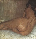 naked woman lying on back view, paris