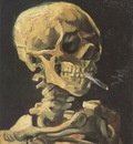 skull with cigarette lit, nuenen 1885