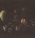 still life with basket of apples and pumpkins, nuenen