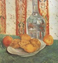 still life with a bottle and lemons on a plate, paris