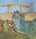 the langloiss bridge with washerwomen, arles