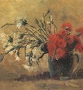 vase with white and red carnations, paris