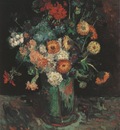 vase with zinnias and geraniums, paris