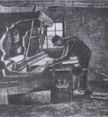 weaver standing in front of a loom, nuenen