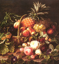 jensen johan laurentz danish 1800 to 1856 a still life of a basket of fruit and roses snd