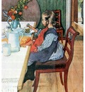 ls Larsson 1900 A Late Risers Miserable Breakfast watercolor