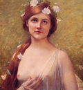 Young woman with morning glories in her hair