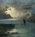Achenbach Andreas Sonnenuntergang am Meer mit aufziehendem Gewitter