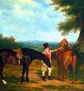 Agasse Jacques Laurent Two Hunters with a Groom