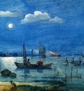 Avercamp Hendrick Fishermen at moonlight Sun