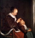 Borch ter Gerard Mother fine combing the hair of her child S