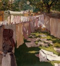 Chase William Merritt Wash Day A Back Yark Reminiscence of Brooklyn
