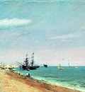 CONSTABLE BRIGHTON BEACH WITH COLLIERS, 1824, OIL ON PAPER
