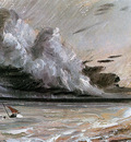Constable John Coast scene with breaking cloud Sun