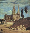 corot chartres cathedral, 1830 retouched