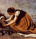corot mother and child on the beach c1860