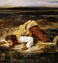 DELACROIX Eugene A Mortally WOunded Brigand Quenches His Thirst
