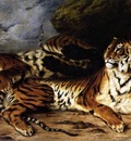 DELACROIX Eugene A Young Tiger Playing with its Mother