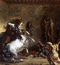 DELACROIX Eugene Arab Horses Fighting in a Stable