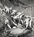 Dore Gustave 53  Naked souls are being haunted through this cruel barren land of serpents without any hope of shelter