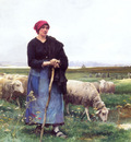 A Shepherdess with her flock