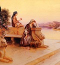 Ernst Rudolph Elegant Arab Ladies on a Terrace at Sunset
