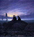 Friedrich Caspar David Moonrise over the sea Sun