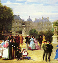 Gluck Louis Theodore Eugene French 1820 1898 In The Luxembourg Gardens, Paris SND 1869 OC 73by9