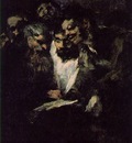 Goya Men reading, ca 1819 23, 126x66 cm, Oil on plaster remo
