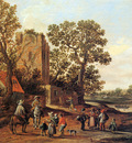 Goyen van Jan Landscape with ruin of a tower Sun