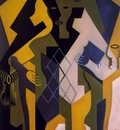 Gris Harlequin at a table, 1919, 101x65 cm, Morton G  Neuman