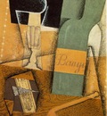 Gris The bottle of Banyuls, 1914, Pasted papers