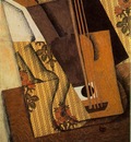Gris The guitar, 1914, Papier colle, gouache, fusain, and pe