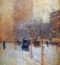 Hassam Childe Winter evening New York Sun