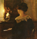 Holsoe Carl Vilhelm Danish 1863 to 1935 A Lady Playing The Piano O C 76 8 by 73cm
