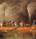 Hopkins, Frances Anne Canoes Manned by Voyageurs Passing a Waterfall end